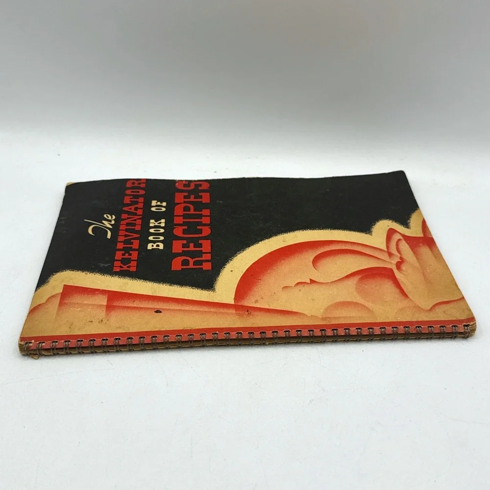 Kelvinator Book of Recipes Vtg Spiral Cookbook Art Deco Detroit Mi 50's Retro